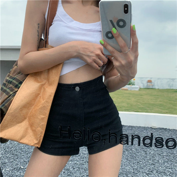 High Waist Short Pants Women's Vintage Clothing Summer Korean Jean Denim Shorts Female Elastic Wide Leg Casual Fashion 3