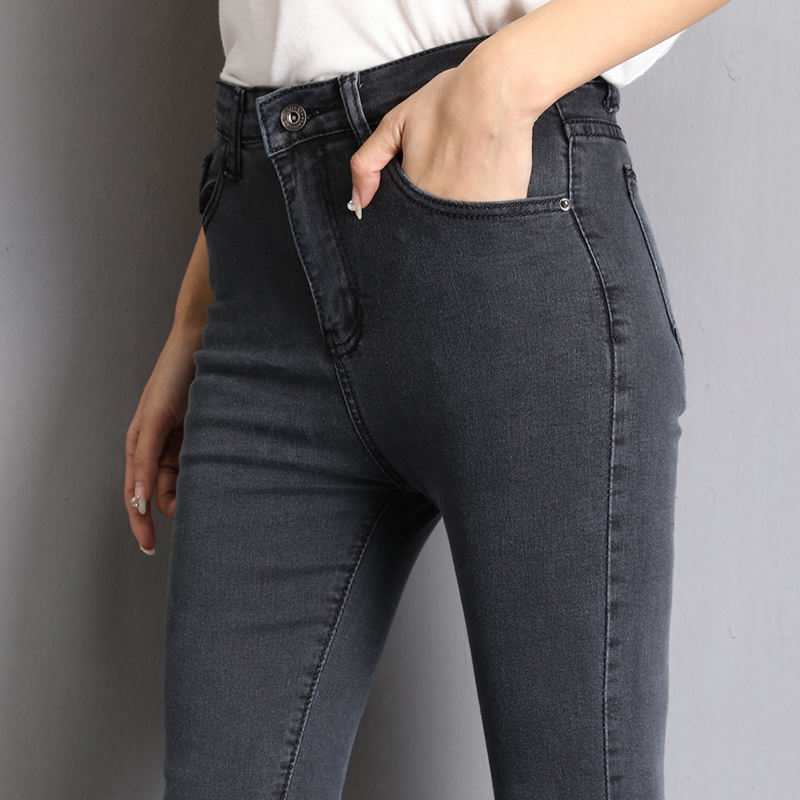 Jeans for Women mom Jeans blue gray black Woman High Elastic 36 38 40 Stretch Jeans female washed denim skinny pencil pants 3