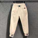 Summer Korea Fashion Women Elastic Waist Loose White Jeans All-matched Casual Cotton Denim Harem Pants S982 3