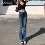 ZOENOVA Flare Jeans Low Waist Loose Comfortable Jeans For Women Pants 2022 Elastic Fashion Boyfriend Style Denim Pant Trousers 1