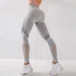 Fitness Leggings Women Sexy Seamless Leggings Hollow Printed Workout Pants Push Up Slim Elasticity 2