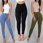 Women Jeans Fashion Solid Leggings Sexy Fitness High Waist Trousers Female White Black Blue Skinny Fashion Clothing 3