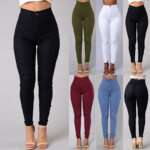 Women Jeans Fashion Solid Leggings Sexy Fitness High Waist Trousers Female White Black Blue Skinny Fashion Clothing 1