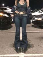 Jeans Aesthetic Retro 2000s Cute Denim Sweatpants Streetwear Fashion Harajuku Casual Capris Cuteandpsycho 3