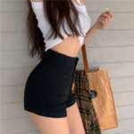 High Waist Short Pants Women's Vintage Clothing Summer Korean Jean Denim Shorts Female Elastic Wide Leg Casual Fashion 4