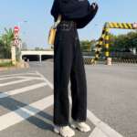 Jeans Women All-match Korean Style Mopping Trousers Denim Vintage Black Solid High Waist Autumn Baggy Chic Ulzzang Street Casual 3