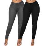 Skinny Jeans Button Zipper Mid Waist Bodycon Thin Denim Pencil Pants Slim Stretch Trousers Streetwear 12